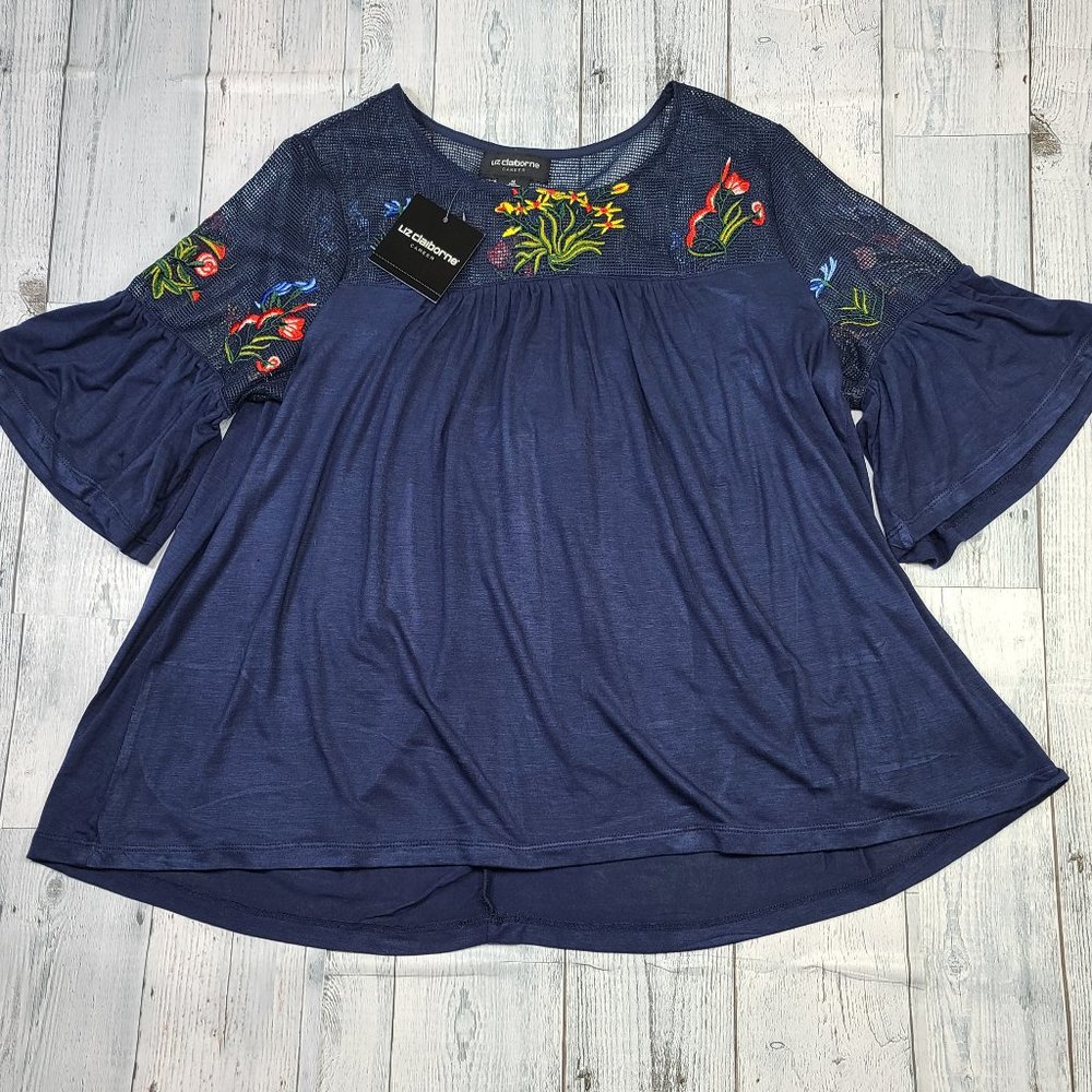 Liz Claiborne Career Jaipur Amour Embroidery Blouse
